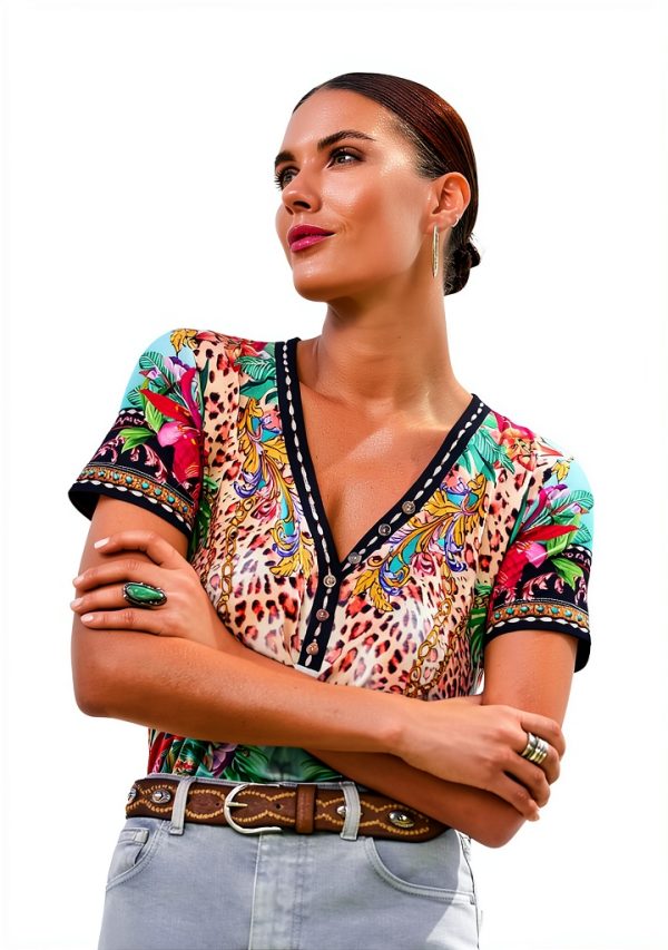 Miller Tigre Scarf Print Womens Tees by Johnny Was-6