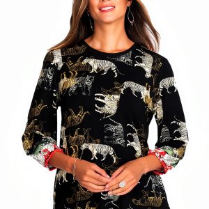Women's Safari Print T-Shirt Bag Lady Spandex-0