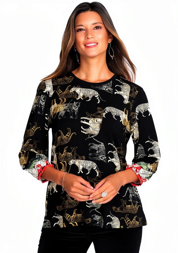 Women's Safari Print T-Shirt Bag Lady Spandex-0