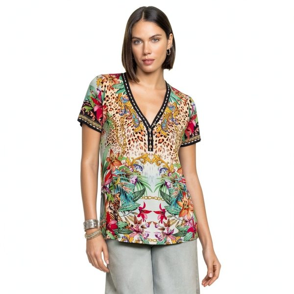 Miller Tigre Scarf Print Womens Tees by Johnny Was-3