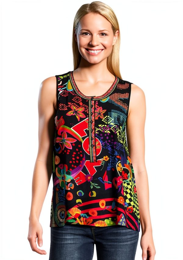 Women's Floral Tank Johnny Was Rayon Sleeveless-0