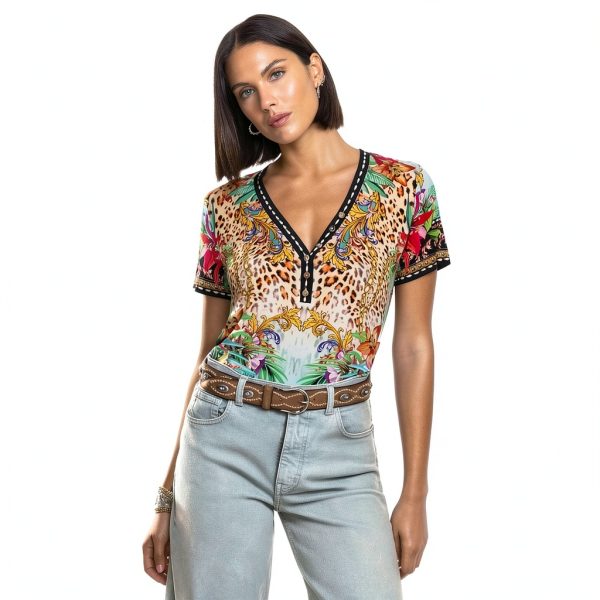 Miller Tigre Scarf Print Womens Tees by Johnny Was-5