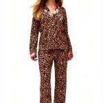 Carly Leopard Print Pajamas Womens Cotton Blend-0