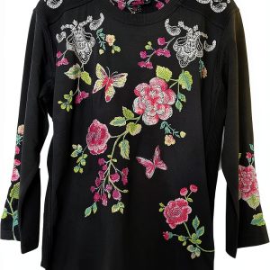 Women's Embroidered Cotton Tee Bag Lady Collection-0