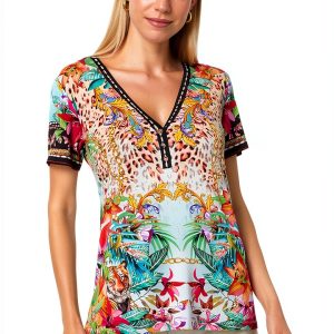 Miller Tigre Scarf Print Womens Tees by Johnny Was-0