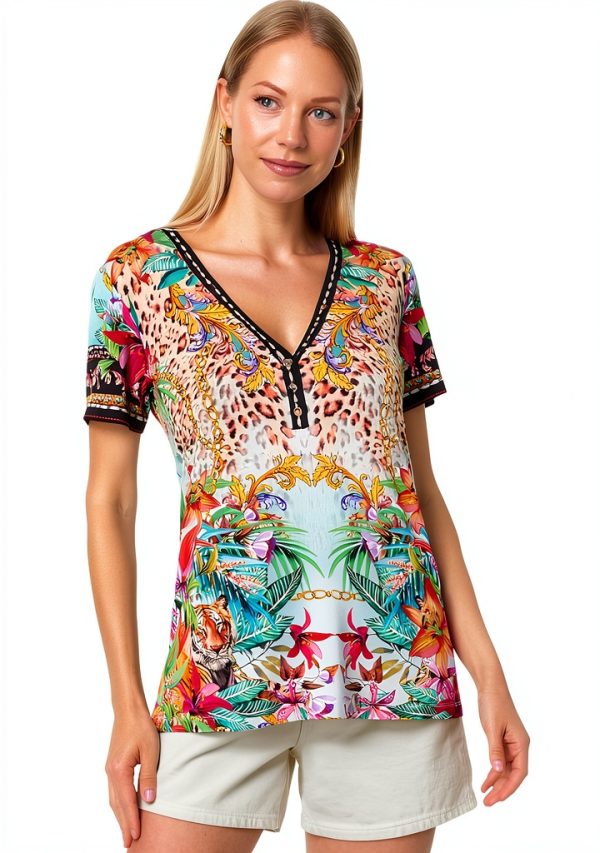 Miller Tigre Scarf Print Womens Tees by Johnny Was-0