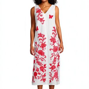 Johnny Was Womens Floral Embroidery Maxi Dress-0
