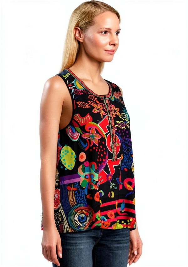 Women's Floral Tank Johnny Was Rayon Sleeveless-1