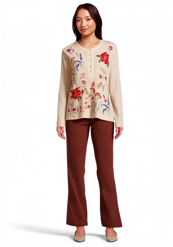 Embroidered Thermal Henley by Johnny Was Womens-4