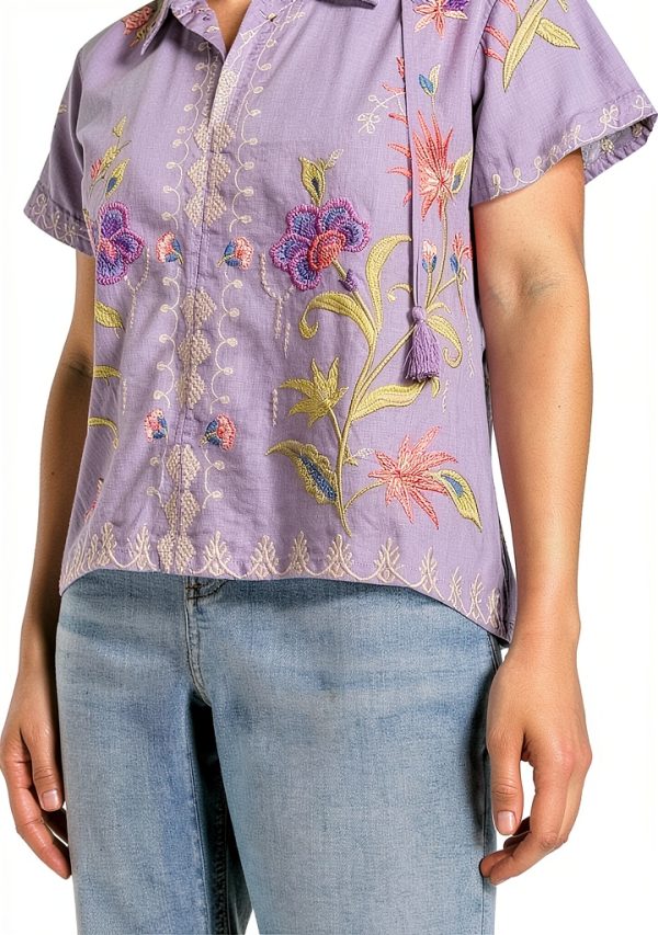Bougainvillea Linen Peasant Blouse by Johnny Was-3
