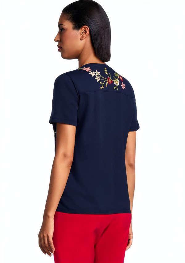 Johnny Was Blue Night V-Neck Tee Womens-2