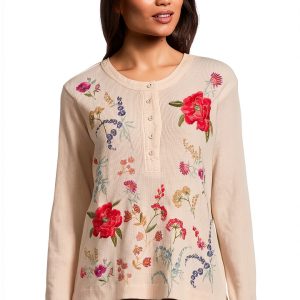 Embroidered Thermal Henley by Johnny Was Womens-0