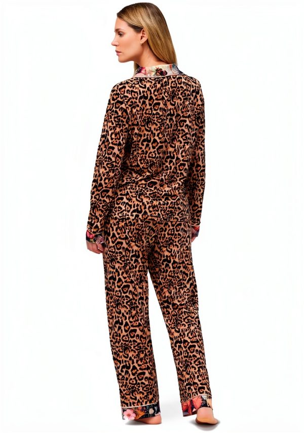 Carly Leopard Print Pajamas Womens Cotton Blend-2