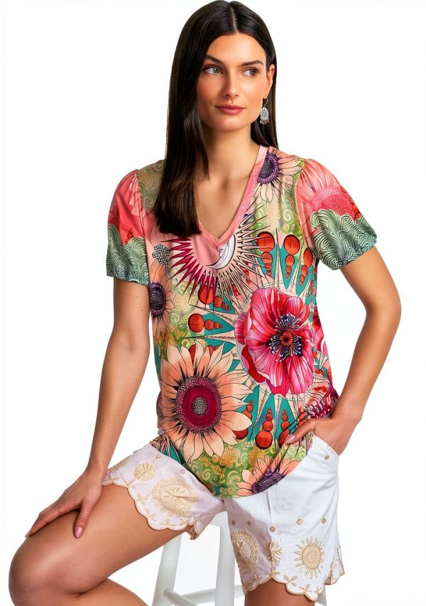 Women's Printed T-Shirt Emily by Johnny Was model T15125-4-3