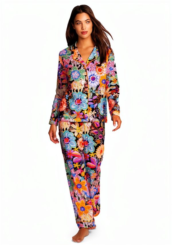 Bag Lady Womens Pajama Set MS8225C X Large Fifty Cotton Modal Floral-0