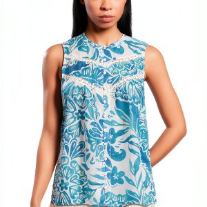 Bethany Tank Blouse by Johnny Was Women's Floral Top with Split Neck-0