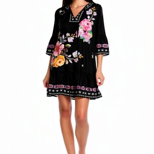 Western Kashmir Small Women's Dress by Kashmir Couture – Light Fabric-0