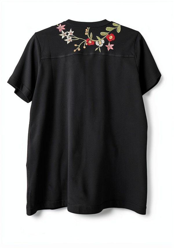 Black V-Neck T-Shirt Bag Lady Collection Women's Tee 100% Cotton XL-3