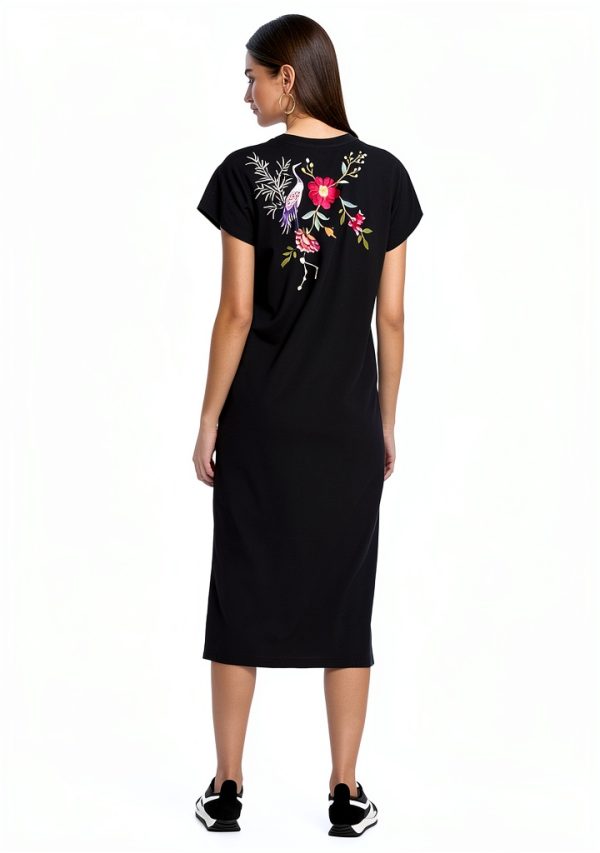 Bag Lady Collection Women's Full Length Embroidered Dress Black-3