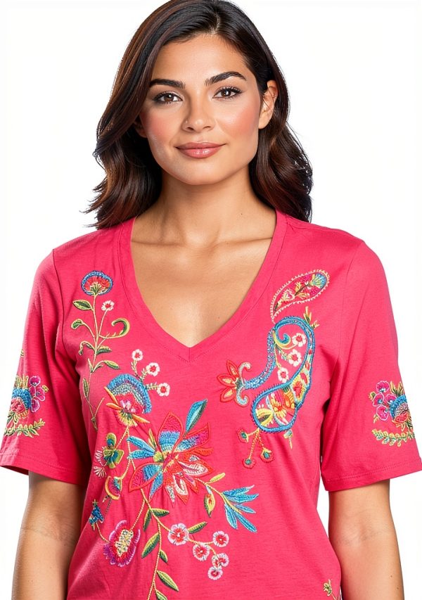 Fashion T Shirt Johnny Was Women's Raspberry Sorbet Tee-3