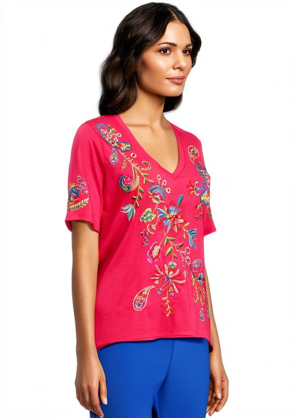 Fashion T Shirt Johnny Was Women's Raspberry Sorbet Tee-1