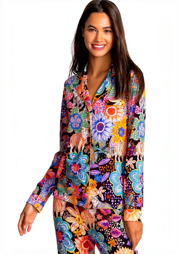 Bag Lady Womens Pajama Set MS8225C X Large Fifty Cotton Modal Floral-1