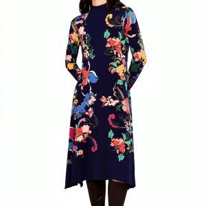 Fashion Printed Dress by Johnny Was Blue Casual Dress T39425-8-0