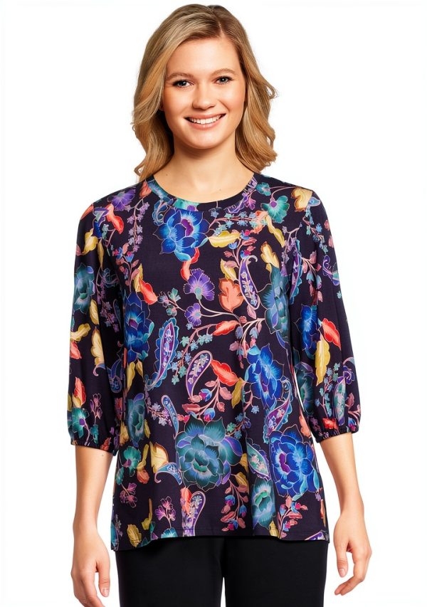 Johnny Was Women's T-Shirt Stevies Garden Model T16623-E Cotton Fit-0