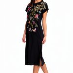 Bag Lady Collection Women's Full Length Embroidered Dress Black-0