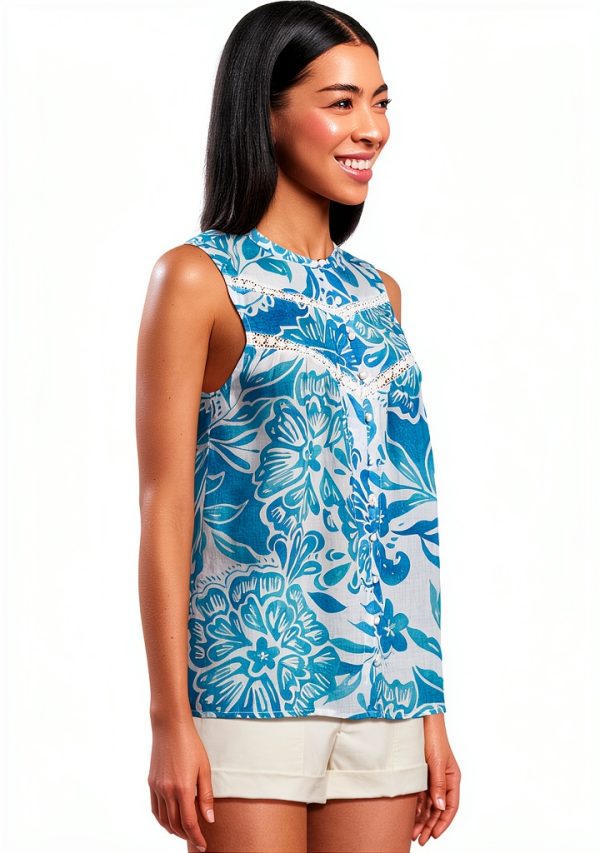 Bethany Tank Blouse by Johnny Was Women's Floral Top with Split Neck-1