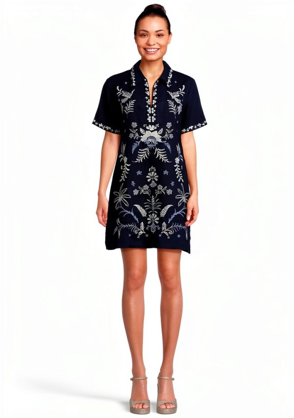 Johnny Was Women's Blue Night Linen Dress Model J38525-6 X-Large-0