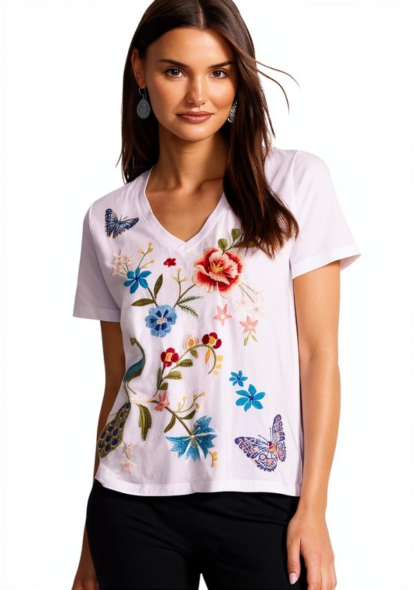 Black V-Neck T-Shirt Bag Lady Collection Women's Tee 100% Cotton XL-5