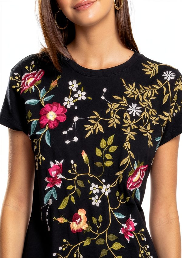 Bag Lady Collection Women's Full Length Embroidered Dress Black-4