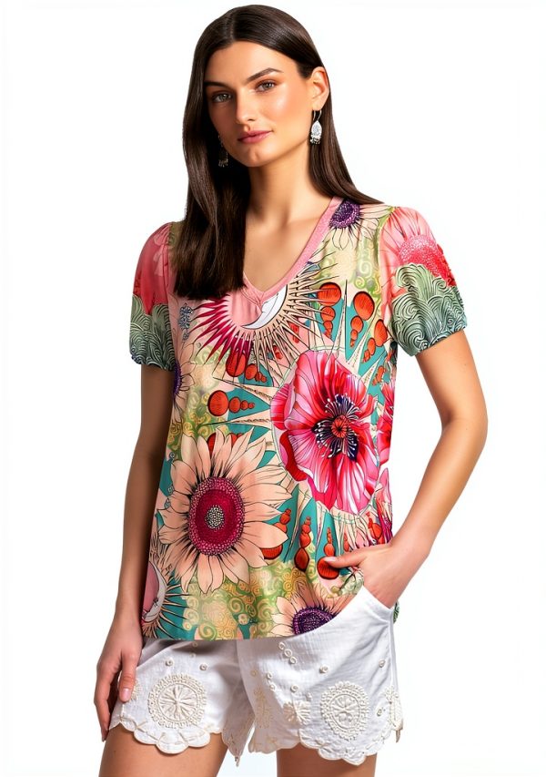Women's Printed T-Shirt Emily by Johnny Was model T15125-4-1