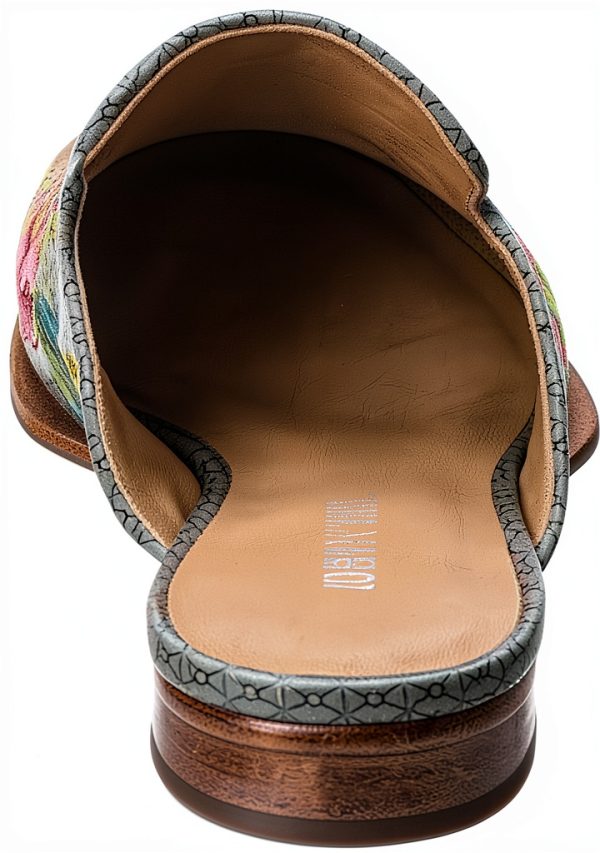 Embroidered Women's Mule Shoes - Classic Slip On Comfort, Black, Size-2