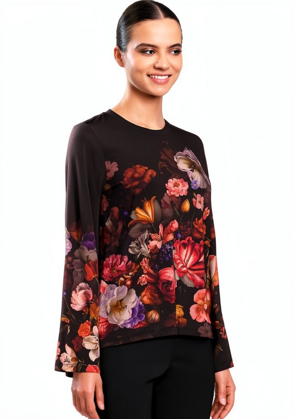 Womens Janie Sleeve Crew Neck Johnny Was Beckett Blooms-1