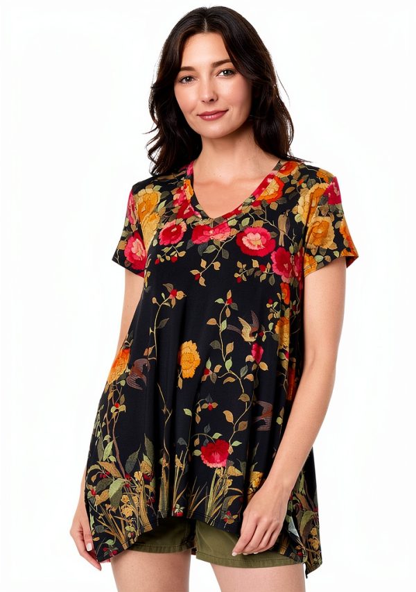 Johnny Was Graceful Drape Tunic - Large Multi-Color Fabric Drape Top-0