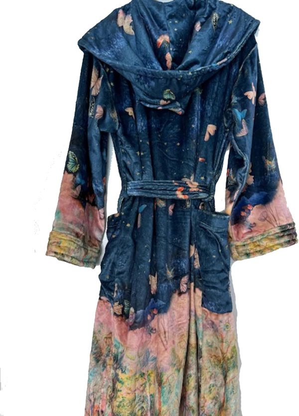 Johnny Was Aurelius Cozy Robe Floral Butterfly Blue Small-Medium-4
