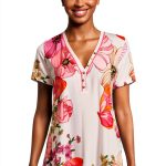Janie Short Sleeve Henley Tee by Johnny Was Rosabelia X-Large-0
