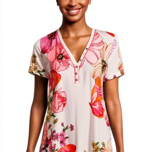 Janie Short Sleeve Henley Tee by Johnny Was Rosabelia X-Large-0
