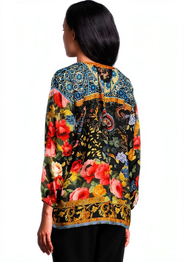 Women's Margot Blouse by Johnny Was Silk Print Leto Elegant Fit-2