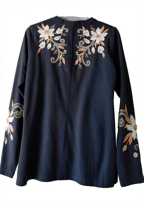 Johnny Was Raw Seam Corinthe Tee Floral Embroidered Black XX-Large-6
