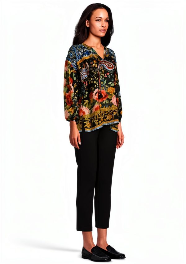 Women's Margot Blouse by Johnny Was Silk Print Leto Elegant Fit-4