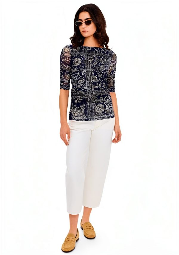 Women's Ruched Sleeve Mesh Top Johnny Was – Vaelis, Size S-XXL-1