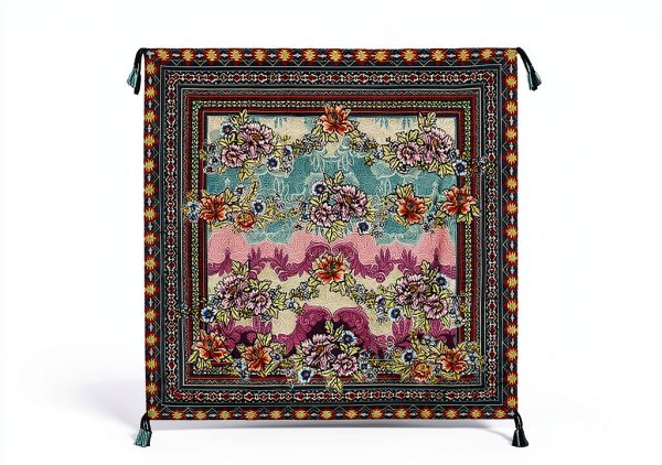 Square Scarf by Johnny Was Women's Boho Print with Tassels-0