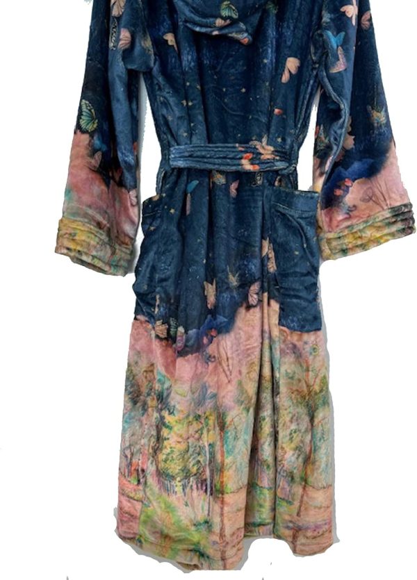 Johnny Was Aurelius Cozy Robe Floral Butterfly Blue Small-Medium-5