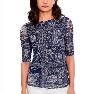 Women's Ruched Sleeve Mesh Top Johnny Was – Vaelis, Size S-XXL-0