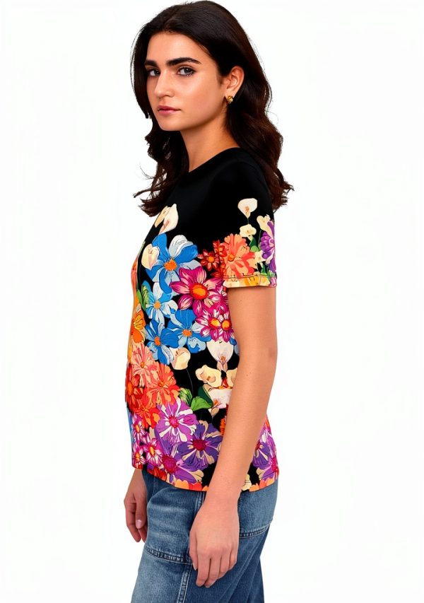 Women's Janie Favorite Short Sleeve Crew Neck Tee Johnny Was Gerbera-2