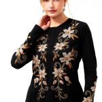 Johnny Was Raw Seam Corinthe Tee Floral Embroidered Black XX-Large-0