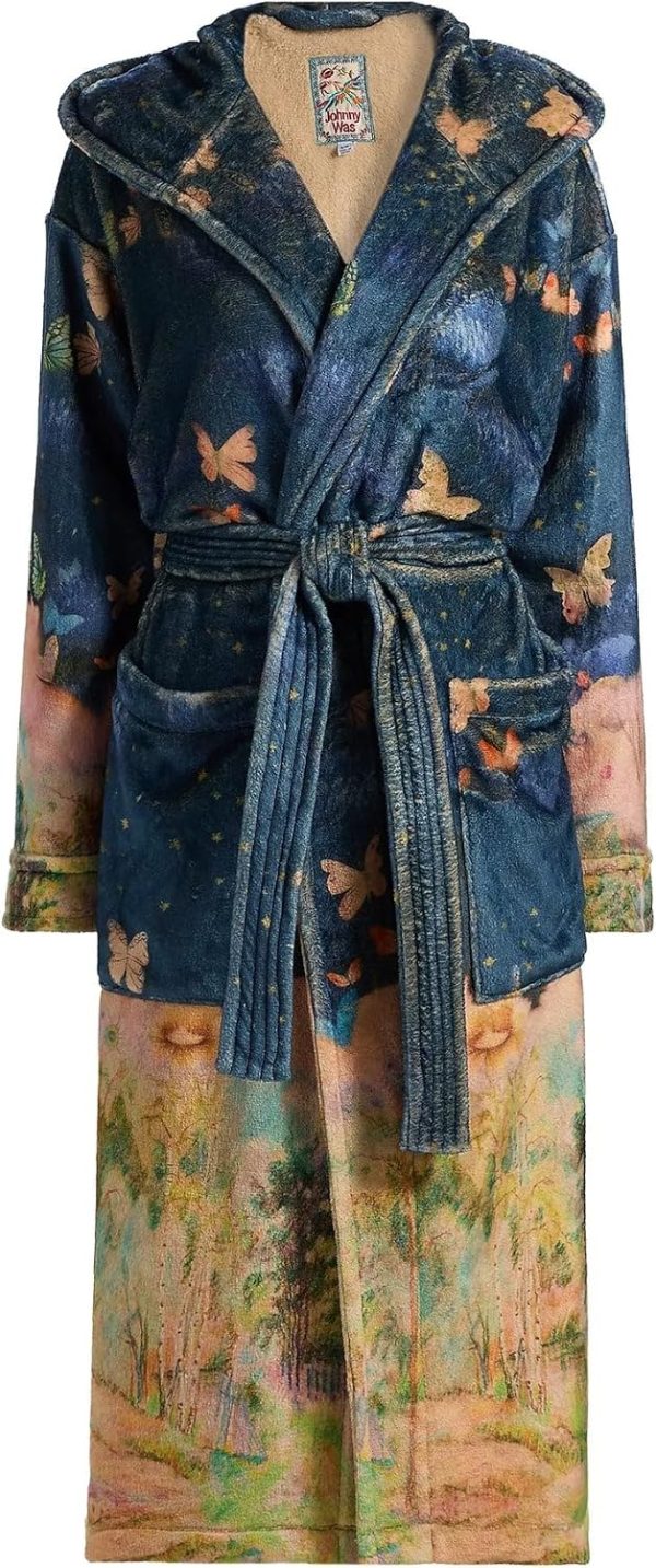Johnny Was Aurelius Cozy Robe Floral Butterfly Blue Small-Medium-0